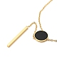 Collier lariat pendentif rond plat coquillage synthétique noir NJEW-G085-09G-1