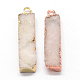 Electroplated Natural & Dyed Druzy Agate Pendants G-N0167-026-1
