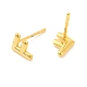 Brass Hollow Out Initial Letter Stud Earrings for Women EJEW-A044-01G-F-2