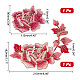 Nbeads 2ピース 2スタイル 牡丹 ポリエステル刺繍 縫い付け衣類パッチ  花のアップリケ  ミシンクラフト装飾  サクランボ色  90~215x113~182x1~1.5mm  1個/スタイル PATC-NB0001-11D-2