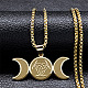304 colliers pendentif triple lune en acier inoxydable NJEW-P293-06G-1