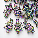 Plated Alloy Bead Cage Bunny Pendants PALLOY-S119-094-2