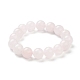 Naturelle quartz rose de perle bracelets extensibles BJEW-A117-E-11-5