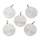 Flat Round with Tree of Life 304 Stainless Steel Pendants STAS-F016-02P-1