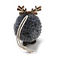 Decoración colgante de bola de ciervo de madera y felpa con temática navideña HJEW-E008-01C-2