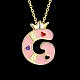 Fashion Tin Alloy Enamel Letter Pendant Necklaces NJEW-BB20985-G-7