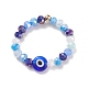 Lampwork Evil Eye & Bague extensible en perles de verre pour femme RJEW-JR00483-02-4