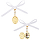 Superfindings 2 pcs en laiton bouquet de mariage breloques médaillon pendentif décorations avec perles d'imitation acrylique et ruban de satin ovale doré rial ange photo pendentifs HJEW-AB00212-1
