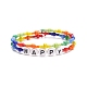 Mot acrylique coloré et bracelet jonc en perles de verre BJEW-JB08561-3