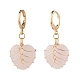 Heart Natural Rose Quartz Wire Wrapped Dangle Hoop Earrings EJEW-JE04793-01-3