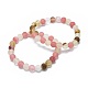 Bracelets extensibles en perles de verre tigres dépoli BJEW-K212-B-016-1
