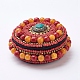 Tibetan Style Wooden Jewelry Boxes OBOX-P002-01B-1