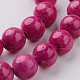 Dyed Natural Fossil Beads Strands G-E328-6mm-26-2