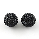 Harz Strass Perlen, mit Acryl runde Perlen innen, für Bubblegum-Schmuck, Schwarz, 20x18 mm, Bohrung: 2~2.5 mm