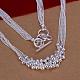 Popular Silver Color Plated Brass 6-strand Chain Necklaces NJEW-BB12671-2