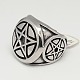 Unique Valentines Day Gifts Retro Men's Wide Band Pentagram Rings RJEW-F006-316-2