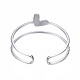 304 anillo de puño abierto con envoltura de corazón de acero inoxidable RJEW-T023-73P-2