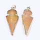 Natural Dyed Agate Triangle Golden Plated Big Pendants G-P077-41C-2