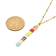 Vertical Bar Japanese Seed Beads Pendant Necklace for Girl Women NJEW-JN03693-02-5