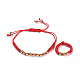 (vente d'usine de fêtes de bijoux) ensembles de bracelets et de bagues en perles tressées avec cordon en nylon réglable SJEW-JS01029-02-1