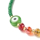 Bracelet de perles tressées au chalumeau plat rond mauvais œil BJEW-JB07234-04-5