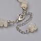 Bracelets de cheville en perles de pierre de lune blanche naturelle AJEW-AN00229-02-3
