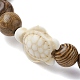 Bracelet extensible en bois naturel et tortue turquoise synthétique pour femme BJEW-JB09700-06-3
