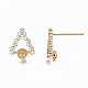 Brass Micro Pave Clear Cubic Zirconia Earring Findings KK-S356-126G-NF-3