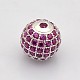 Perles rondes de couleur magenta de zircone cubique CZ de grade AAA de micro pave KK-O065-10mm-08P-NR-1