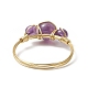 Natural Amethyst Round Braided Beaded Finger Ring RJEW-JR00550-04-5