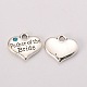 Wedding Theme Antique Silver Tone Tibetan Style Alloy Heart with Father of the Bride Rhinestone Charms TIBEP-N005-19A-1
