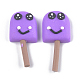 手作り樹脂クレイカボション  笑顔でアイスクリーム  青紫色  34~40x16~18x6~8mm CLAY-T015-04B-1
