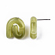 透明樹脂スタッドピアス  天然石風  ステンレス鋼ピンと  渦  黄緑  19.5x17mm  ピン：0.7mm EJEW-T012-01-B03-4