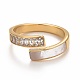 Clear Cubic Zirconia Open Cuff Ring with Rectangle Shell RJEW-F122-02-3