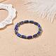 Natural Lapis Lazuli Column Beaded Stretch Bracelet BJEW-JB08596-03-2