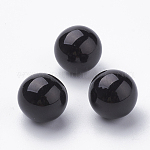 Perles d'imitation en plastique écologique, haut lustre, Grade a, aucun perles de trou, ronde, noir, 8mm