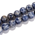 Perles de pierres gemmes, jaspe tache bleue naturelle, ronde, bleuet, 10mm, Trou: 1mm, Environ 39 pcs/chapelet, 16 pouce