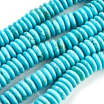 Natürliche Magnesit-Heishi-Perlenstränge, gefärbt und erhitzt, Flache Runde / Scheibe, Türkis, 10x3 mm, Bohrung: 1 mm