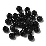Perlas de ágata negra de imitación de vidrio, rerondana plana, negro, 8x5.2mm, agujero: 3.5 mm