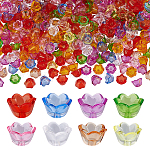 500pcs cuentas de acrílico transparente, flor del tulipán, tapas de cuentas para hacer joyas, Lirio de los valles, color mezclado, 10x6mm, agujero: 1.5 mm
