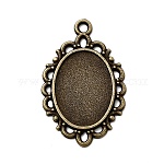 Aleación ovalada bases colgante cabujón abrigo filigrana, Sin cadmio y níque y plomo, Bronce antiguo, 31.00x20.00x1.50mm, agujero: 1.50 mm