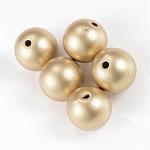 Perles acryliques peintes en aérosol de style mat, ronde, or, 10mm, Trou: 2mm, environ 885 pcs/500 g