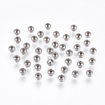 Intercalaires perles rondes en 304 acier inoxydable, accessoires en métal pour fournitures de fabrication de bijoux, couleur inoxydable, 4mm, Trou: 1.5mm