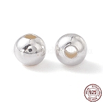 Sterling Silber Zwischenperlen, nahtlose Runde, Silber, 3 mm, Bohrung: 1~1.2 mm