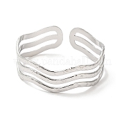 304 Stainless Steel Wave Open Cuff Bangles BJEW-L682-008P