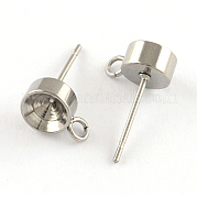 201 Stainless Steel Stud Earring Settings STAS-S041-06