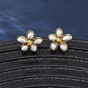 Серьги-гвоздики в виде цветка из латуни EJEW-H165-04G-01