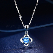 Ожерелья с подвеской в виде клевера из чистого серебра с прозрачными кубическими цирконами QB1121-2