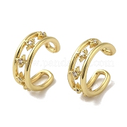 Серьги-каффы из латуни с микропаве из кубического циркония EJEW-R162-48G