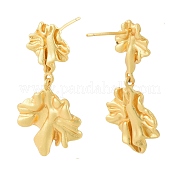 Brass Twist Tree Dangle Stud Earrings for Women EJEW-F291-01G
